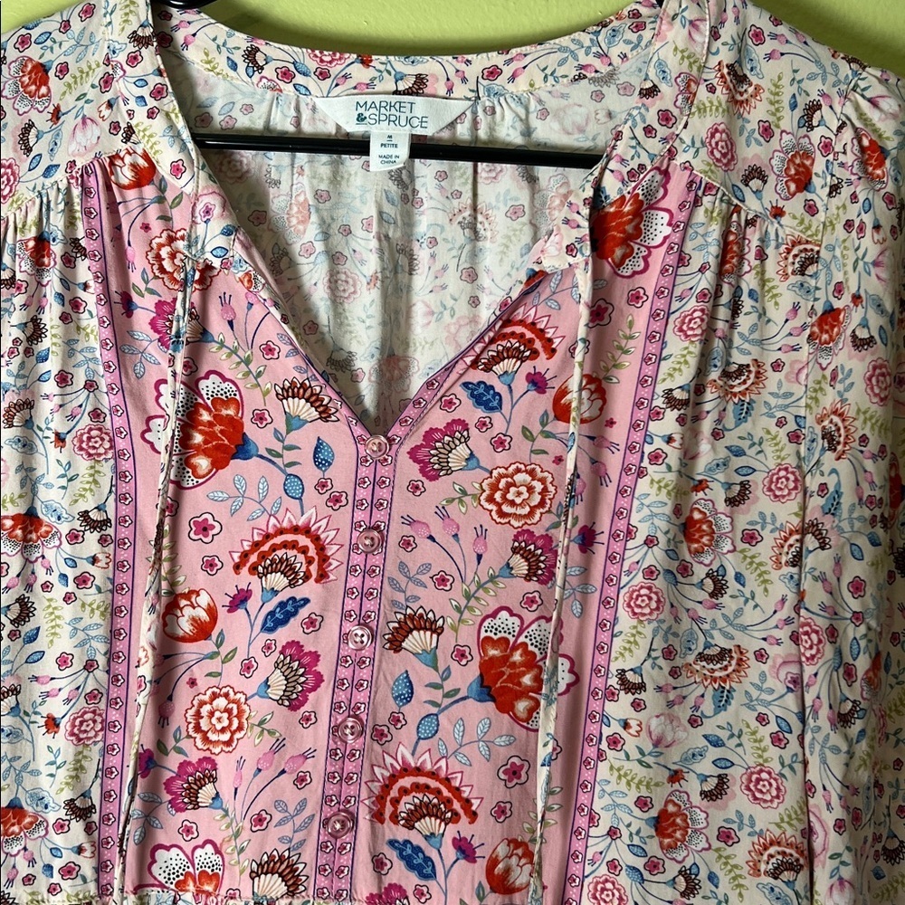 Y2K baby doll 💯percent Rayon Market & Spruce Floral Multicolor Dress - Picture 4 of 9